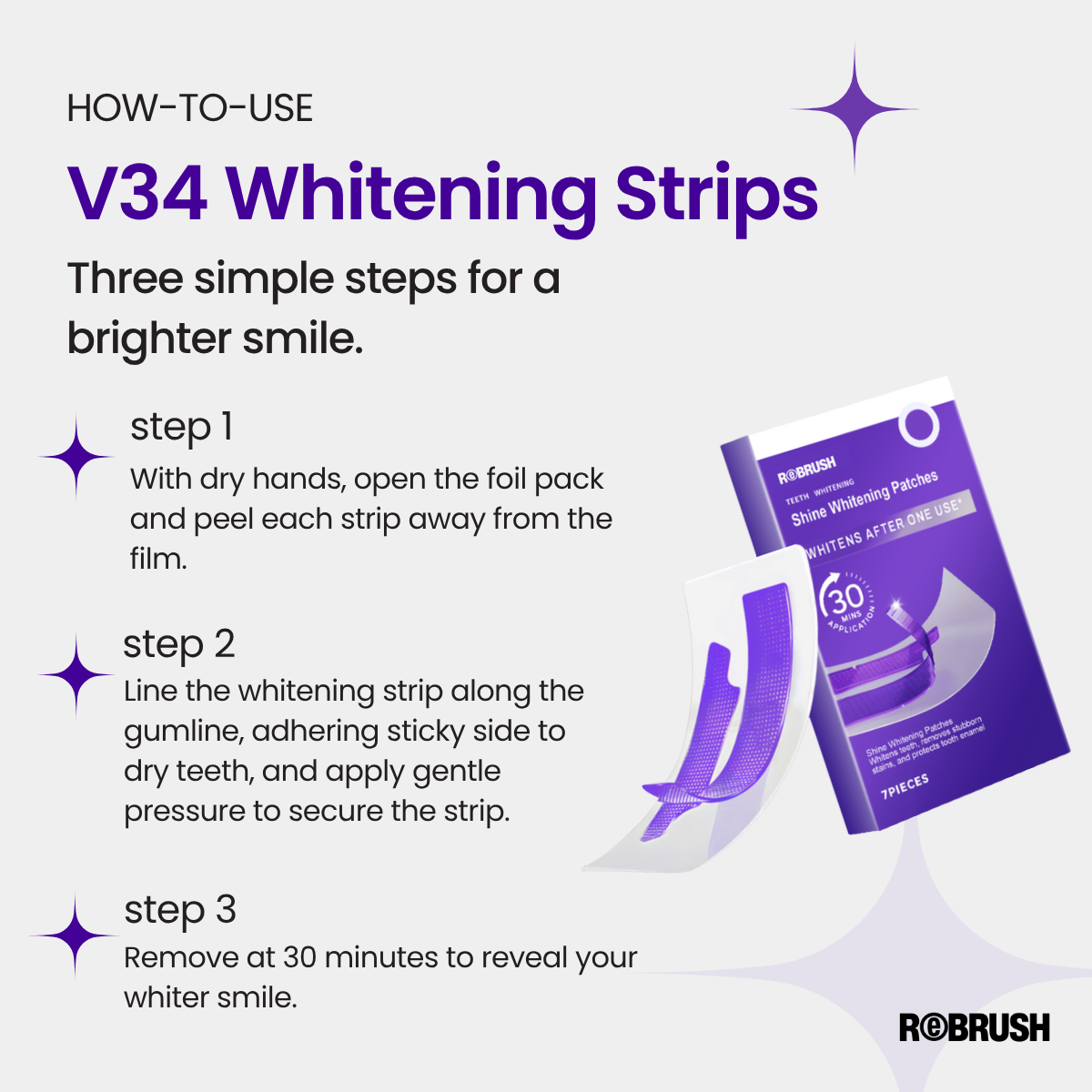 V34 Teeth Whitening Strips – Whiter Teeth in 30 Minutes